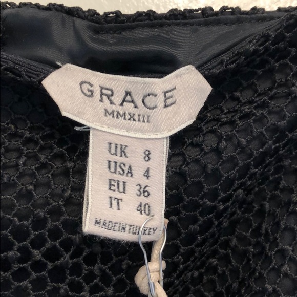 GRACE MMXIII OFF SHOULDER BLACK CROCET MIN DRESS - Picture 5 of 5